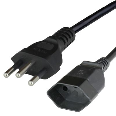 25FT Black Switzerland Extension Cable SEV1011 to SEV1011 10A 250V Assembled