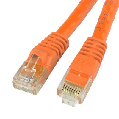 Unshielded Cat6a Orange Ethernet Patch Cable, Snagless/Molded Boot, 500 MHz, 5 foot