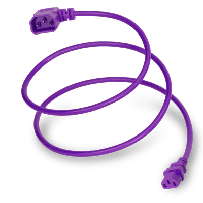 8FT Purple Standard IEC320 C14 Left Angled to IEC320 C13 10A 250V