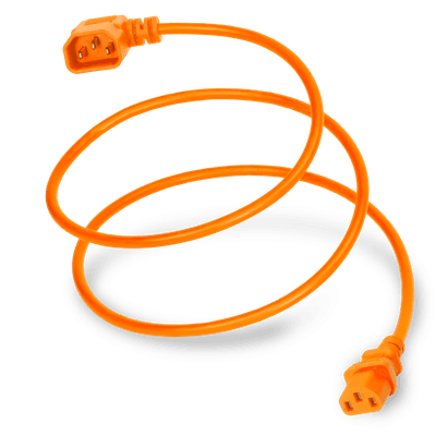 8FT Orange Standard IEC320 C14 Left Angled to IEC320 C13 10A 250V