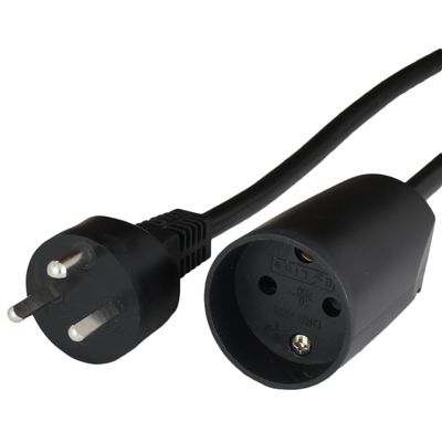1M Black Denmark Extension Cable 107-2-D1 to 107-2-D1 13A 250V