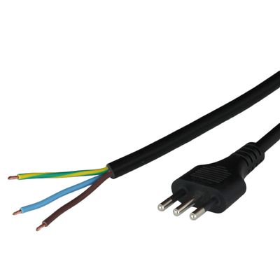 2.5m 8FT ITALY PLUG to OPEN 16A 250V H05VV-F3G1.5 Power Cord - BLACK