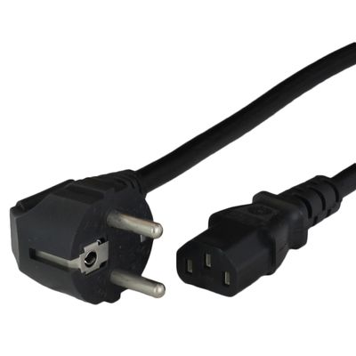 6FT Black Angled European CEE7/7 Down Angle to IEC320 C13 10A 250V