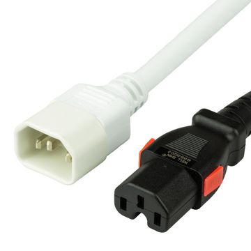 White A-Lock IEC320 C14 to IEC320 C15 Universal Locking 15A 250V
