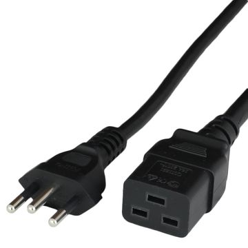 Black Type N Brazil NBR14136 to IEC320 C19 16A 250V