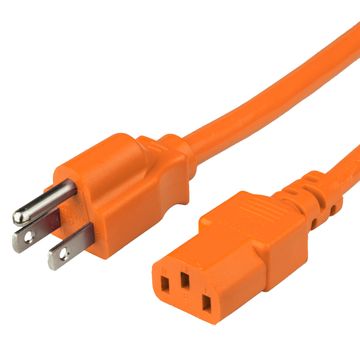 Orange Standard NEMA 5-15P to IEC320 C13 15A 125V