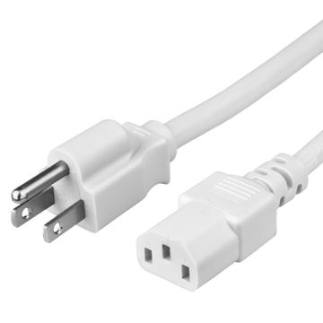 White Standard NEMA 5-15P to IEC320 C13 15A 125V