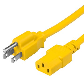 Yellow Standard NEMA 5-15P to IEC320 C13 15A 125V