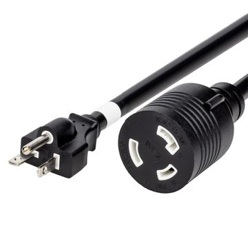 Black NEMA 5-20P to NEMA L5-30R Straight to Locking Adapter Cords