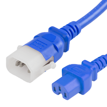 Blue Secure-Lock/P-Lock IEC320 C14 Locking to IEC320 C15 15A 250V