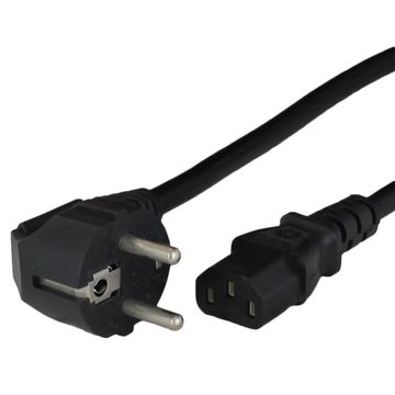 Black Angled European CEE7/7 Down Angle to IEC320 C13 10A 250V