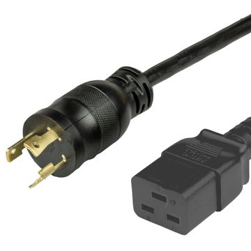 Black Standard NEMA L6-30P to IEC320 C19 20A 250V
