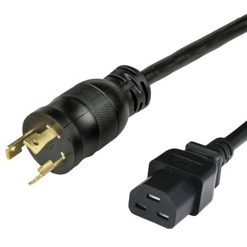 Black High Temp NEMA L6-30P to IEC320 C21 20A 250V