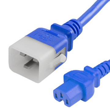 Blue Secure-Lock/P-Lock IEC320 C20 Locking to IEC320 C15 15A 250V