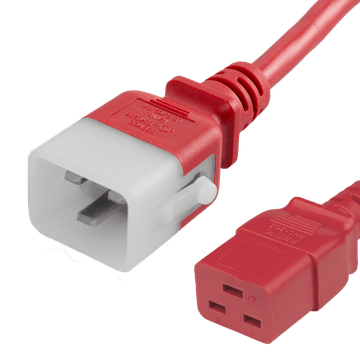 Red Secure-Lock/P-Lock IEC320 C20 Locking to IEC320 C19 20A 250V