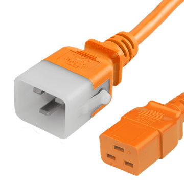 Orange Secure-Lock/P-Lock IEC320 C20 Locking to IEC320 C19 20A 250V