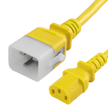 Yellow Secure-Lock/P-Lock IEC320 C20 Locking to IEC320 C13 15A 250V