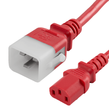 Red Secure-Lock/P-Lock IEC320 C20 Locking to IEC320 C13 15A 250V