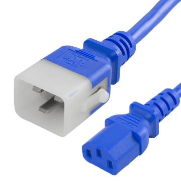Blue Secure-Lock/P-Lock IEC320 C20 Locking to IEC320 C13 15A 250V