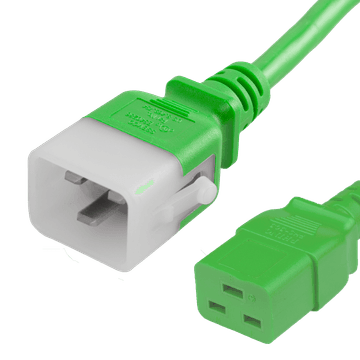 Green Secure-Lock/P-Lock IEC320 C20 Locking to IEC320 C19 20A 250V