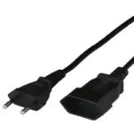 Black Europlug Extension CEE7/16 to CEE7/16 2.5A 250V