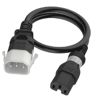 Black Dual Lock IEC320 C14 Secure-Locking to IEC320 C15 Universal Locking 15A 250V
