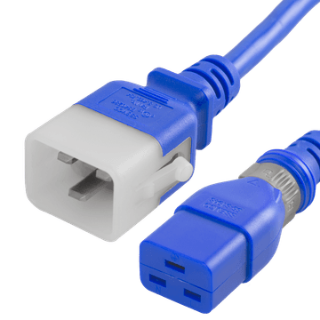 Blue Dual Lock IEC320 C20 Secure-Locking to IEC320 C19 Universal Locking 20A 250V