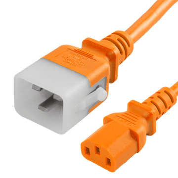 Orange Secure-Lock/P-Lock IEC320 C20 Locking to IEC320 C13 15A 250V