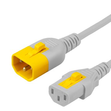 White V-Lock IEC320 C14 Locking to IEC320 C13 Locking 10A 250V