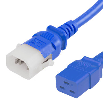 Blue Secure-Lock/P-Lock IEC320 C14 Locking to IEC320 C19 15A 250V