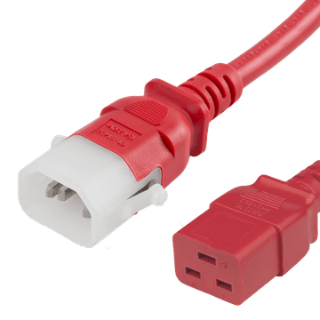 Red Secure-Lock/P-Lock IEC320 C14 Locking to IEC320 C19 15A 250V