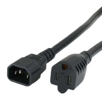 Black Adapter IEC320 C14 to NEMA 5-15R 13A 250V