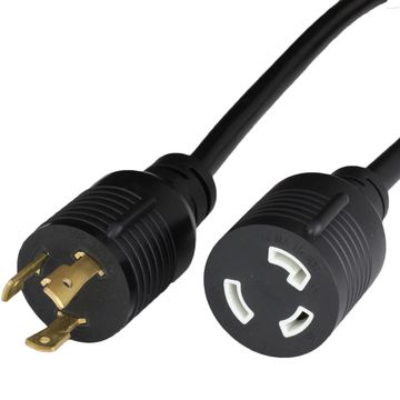 Black Extension Cable NEMA L5-30P to NEMA L5-30R 30A 125V