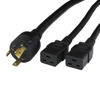 Black Splitter NEMA L6-30P to 2x IEC320 C19 20A 250V