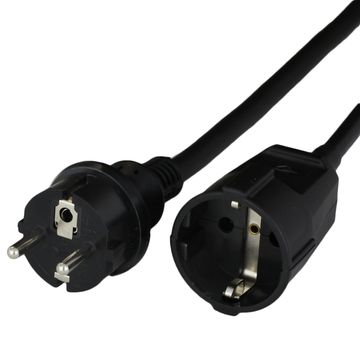 Black Schuko Extension Cables CEE7/7 to CEE7/7 10A 250V
