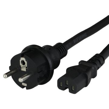 Black High Temp European CEE7/7 to IEC320 C15 10A 250V