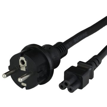 Black European Shuko CEE7/7 to IEC320 C5 2.5A 250V