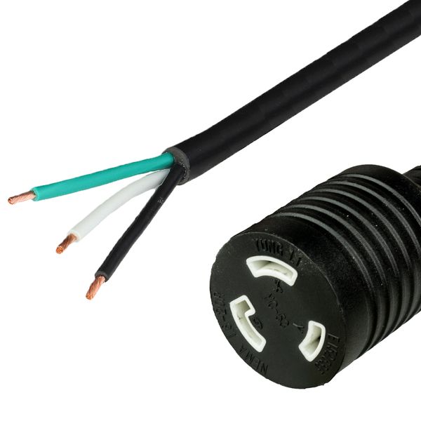 Black 1 Foot NEMA L6-20R cord