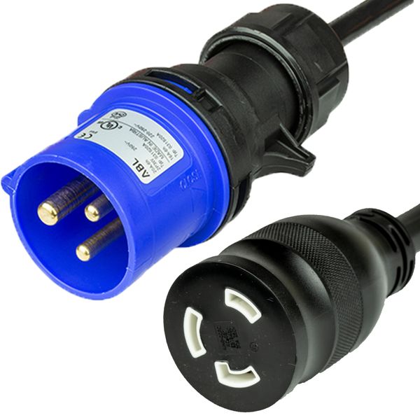 Black 1 Foot NEMA L6-30R cord