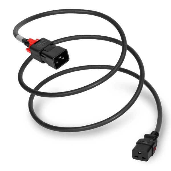 Black 0.6 meter C19 Locking (A-Lock) cord