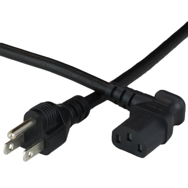 Black 3 Feet C13 Right Angle cord