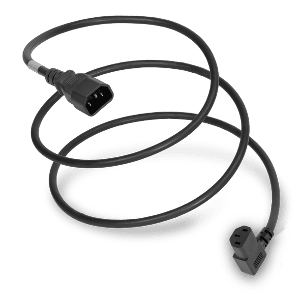 Black 1 Foot C13 Left Angle cord