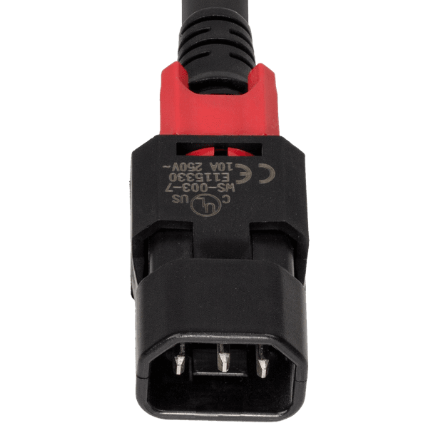Black 0.6 meter C15 Locking (A-Lock) cord
