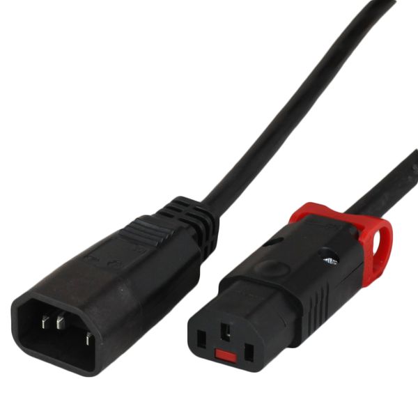Black 2 Feet C13 Locking (IEC-Lock) cord
