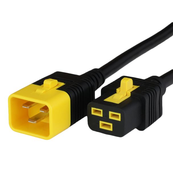 Black 1 Foot C19 Locking (V-Lock) cord