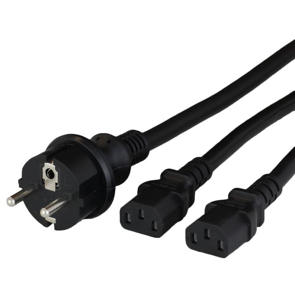 Black 1.0 meter 2X C13 cord